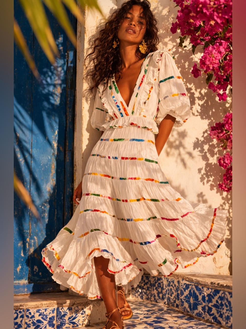 Farm Rio Mixed Off White Print Midi Dress Size Large Brand New With Tags - Picture 3 of 12